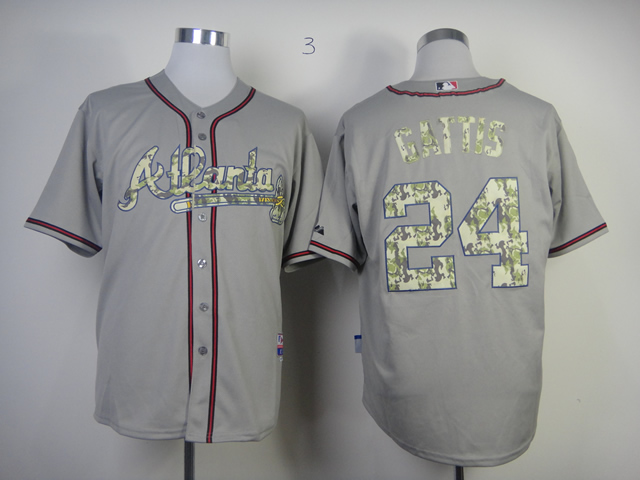 Men Atlanta Braves #24 Gattis Grey Camo MLB Jerseys